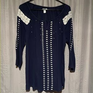 Old Navy Embroidered Lace Sequined Sheer Top